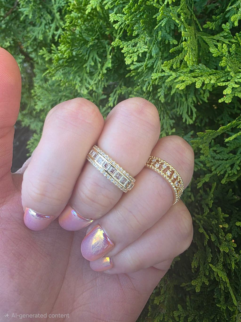 Fashionable Elegant Geometric  2 Rings set