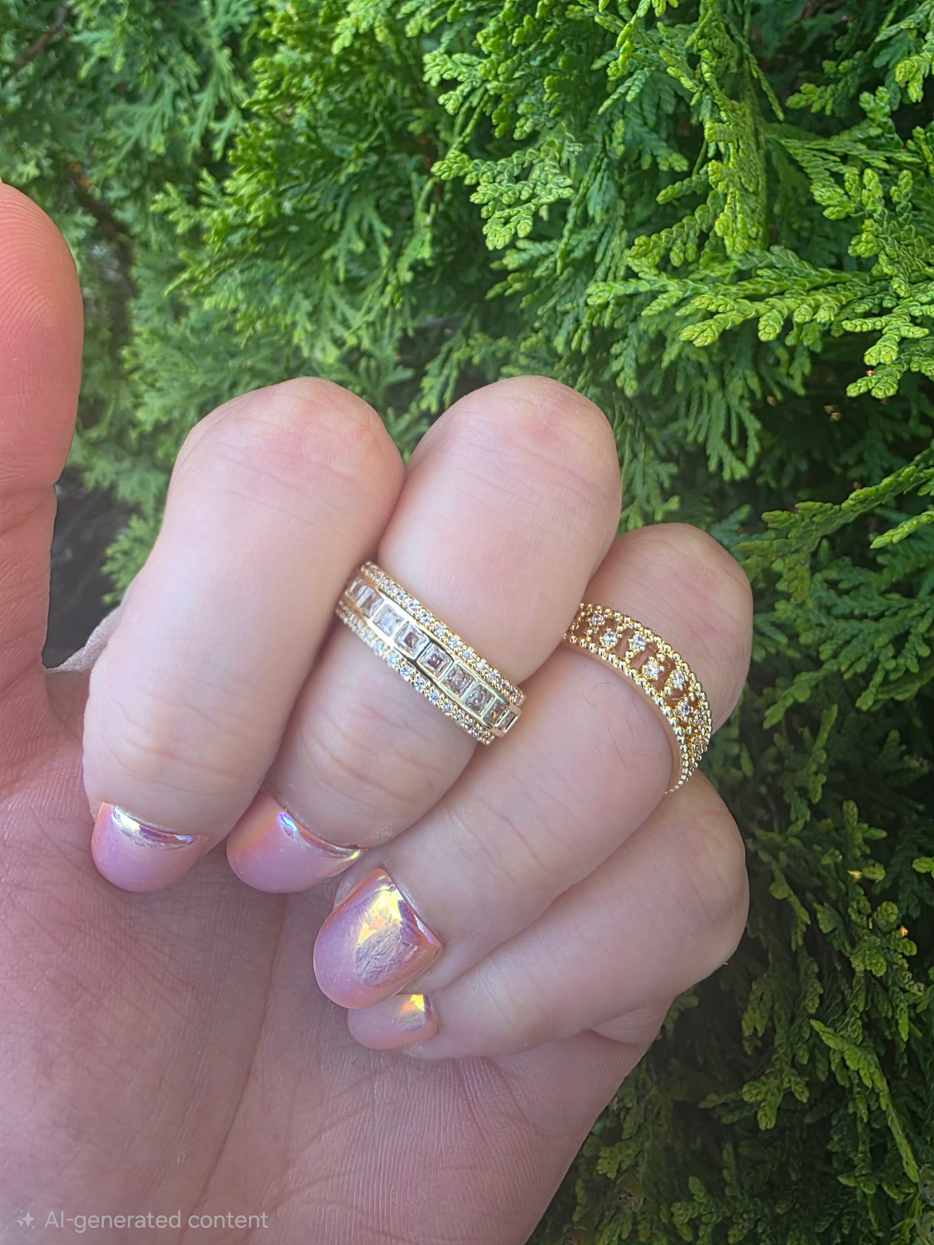 Fashionable Elegant Geometric  2 Rings set