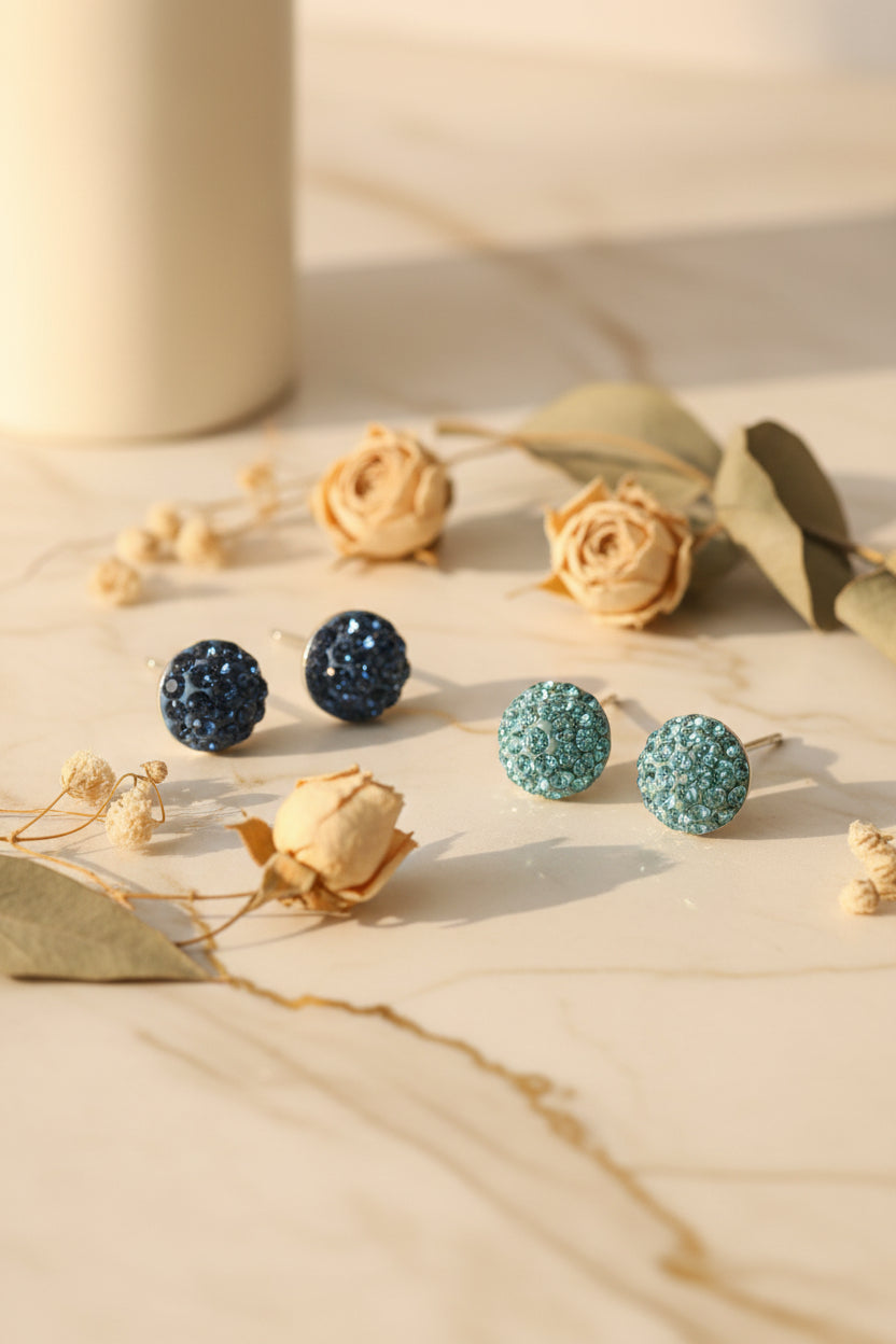 Disco Ball Stud Earrings s925
