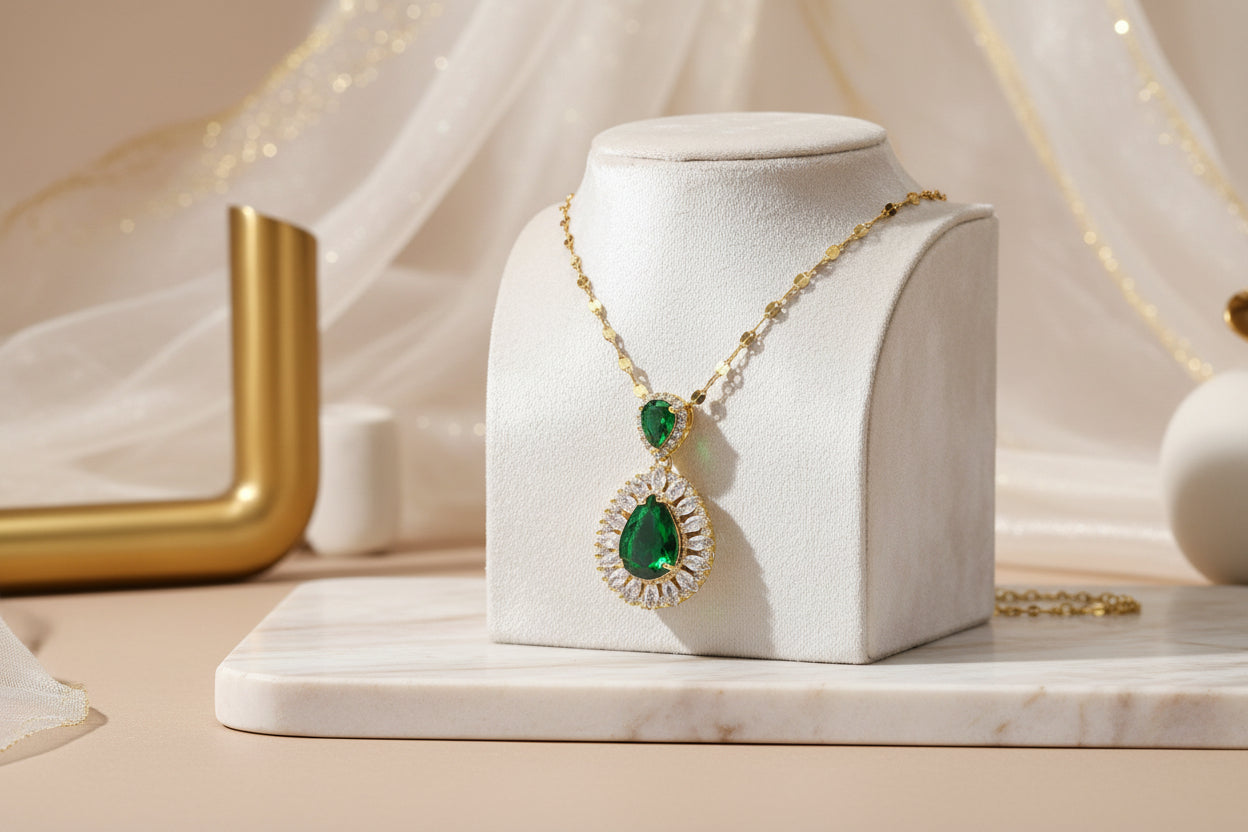 Dark Green Pendant Necklace