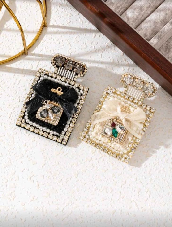 Bejewled Beige Parfume / Bee Bottle Brooch