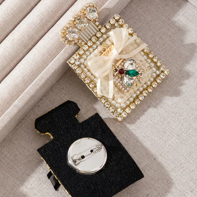Bejewled Beige Parfume / Bee Bottle Brooch
