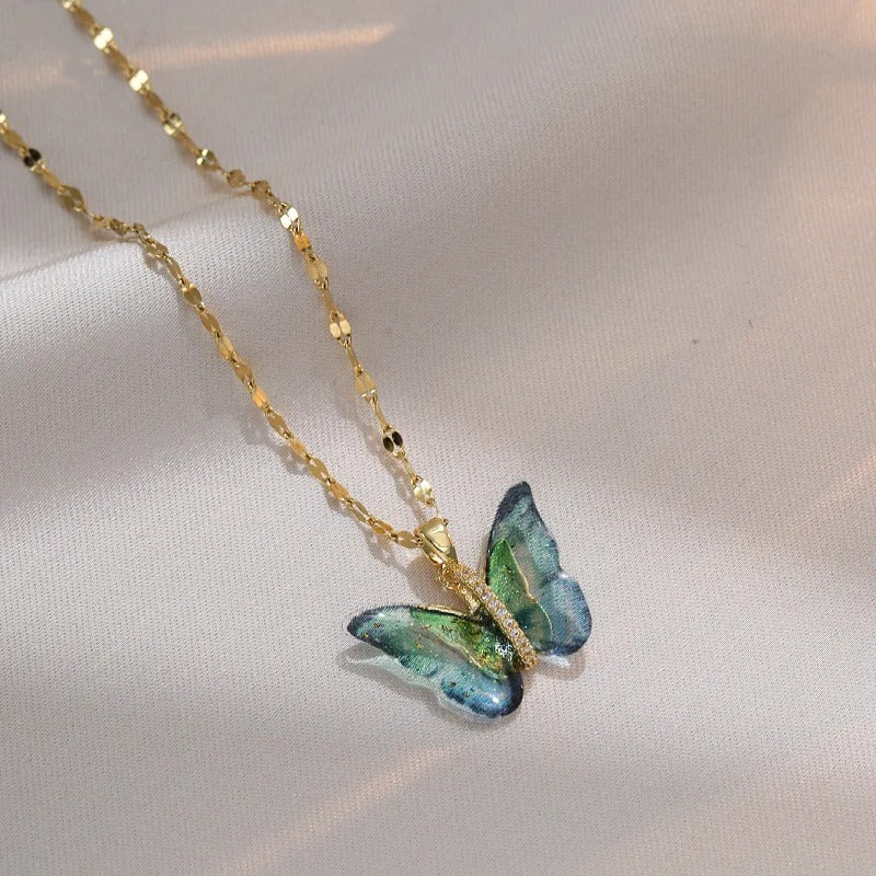 Crystal Butterfly Pendant Necklace