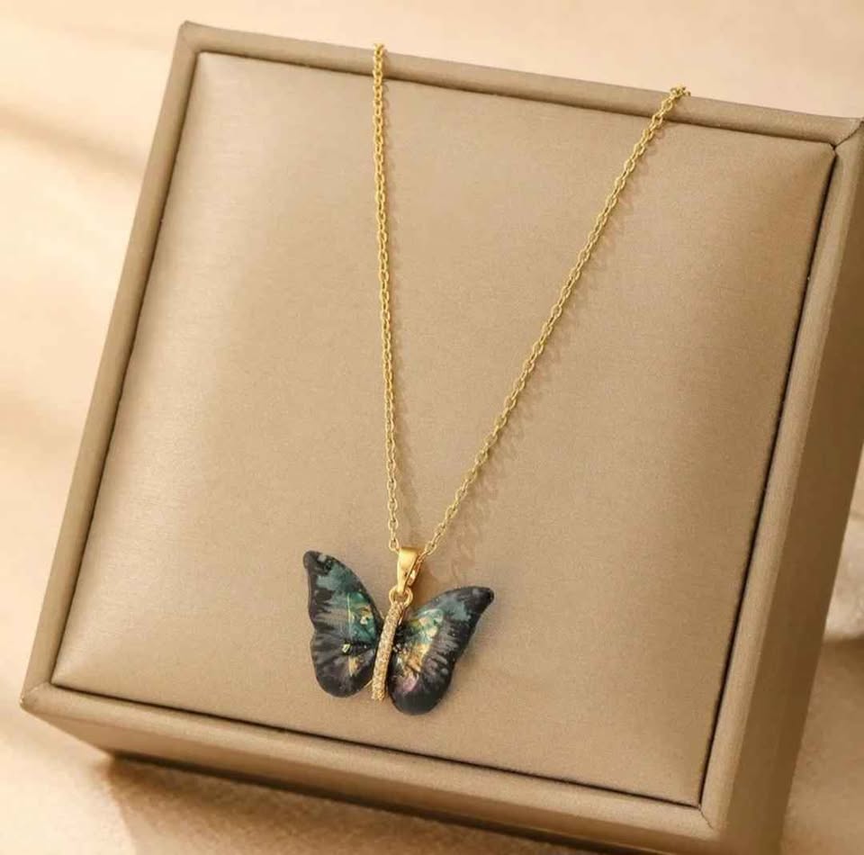 Crystal Butterfly Pendant Necklace