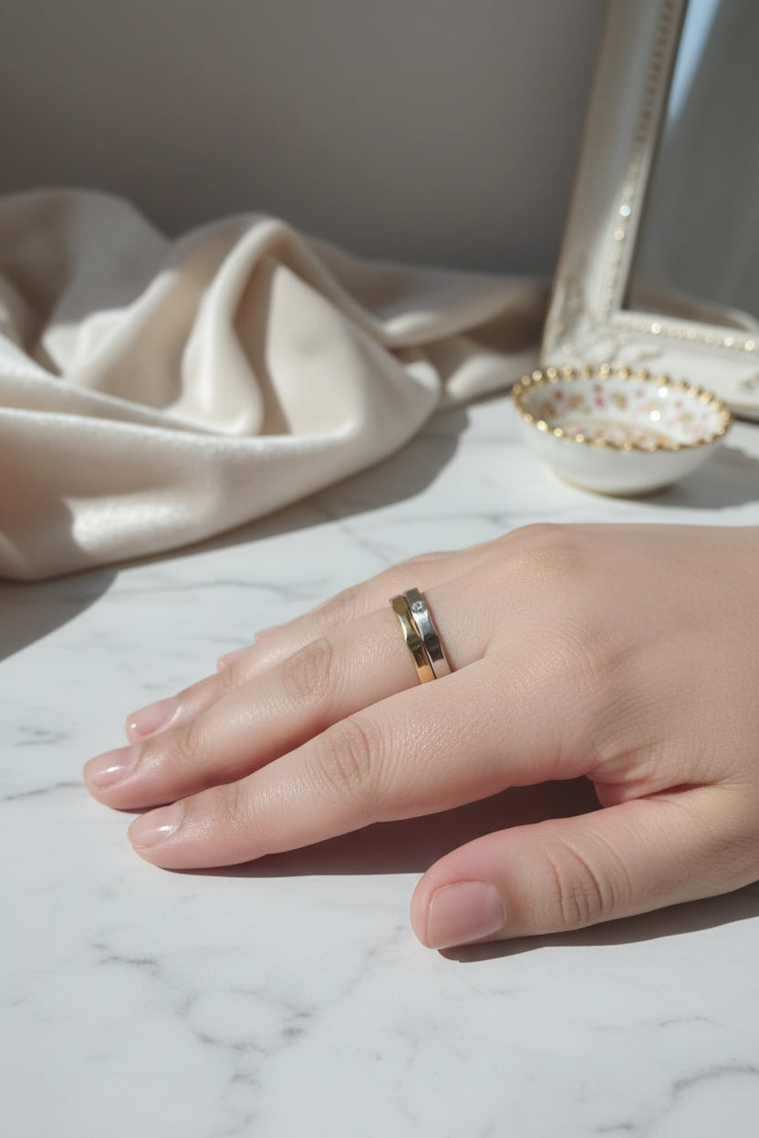 Two Tone RING Silver n Gold