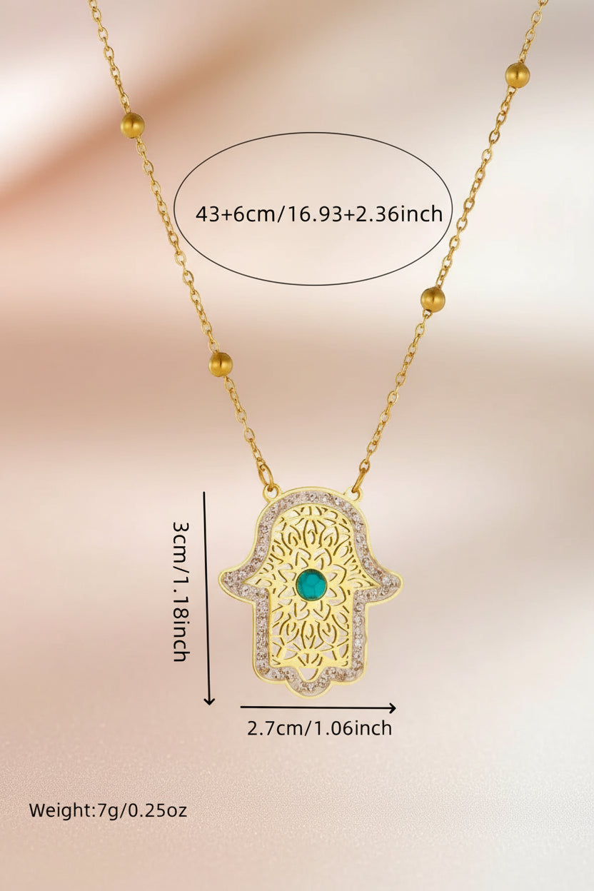 Hollow Flower Palm Hamsa Turquoise  Set