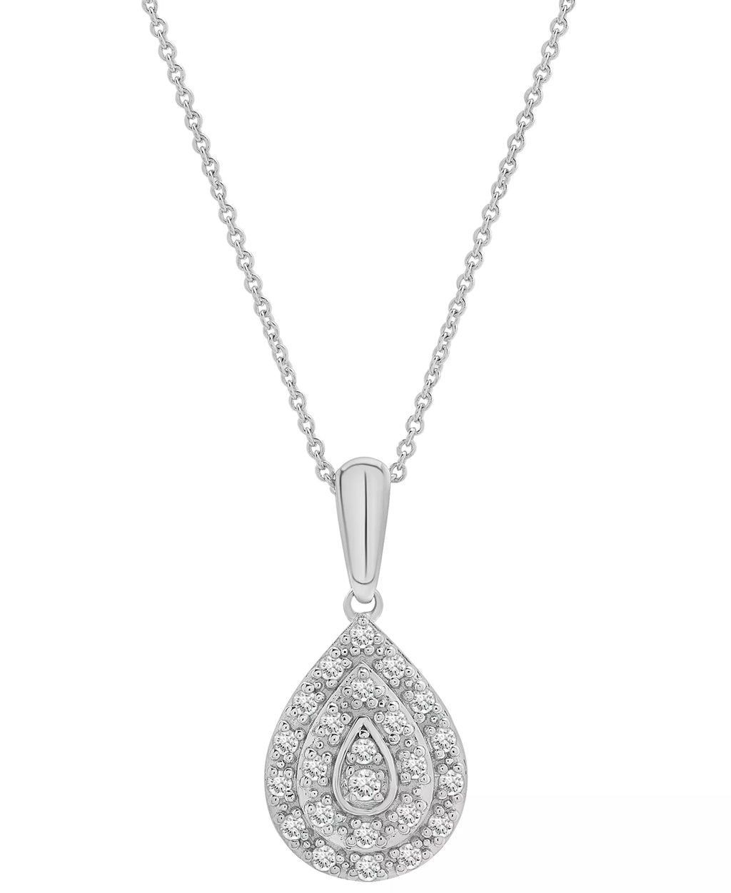 Diamond Teardrop Cluster 18" Pendant Necklace