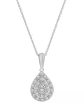 Diamond Teardrop Cluster 18" Pendant Necklace / Glistening teardrops 1/4 CARAT Diamond