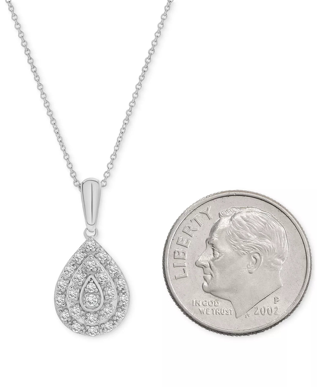 Diamond Teardrop Cluster 18" Pendant Necklace