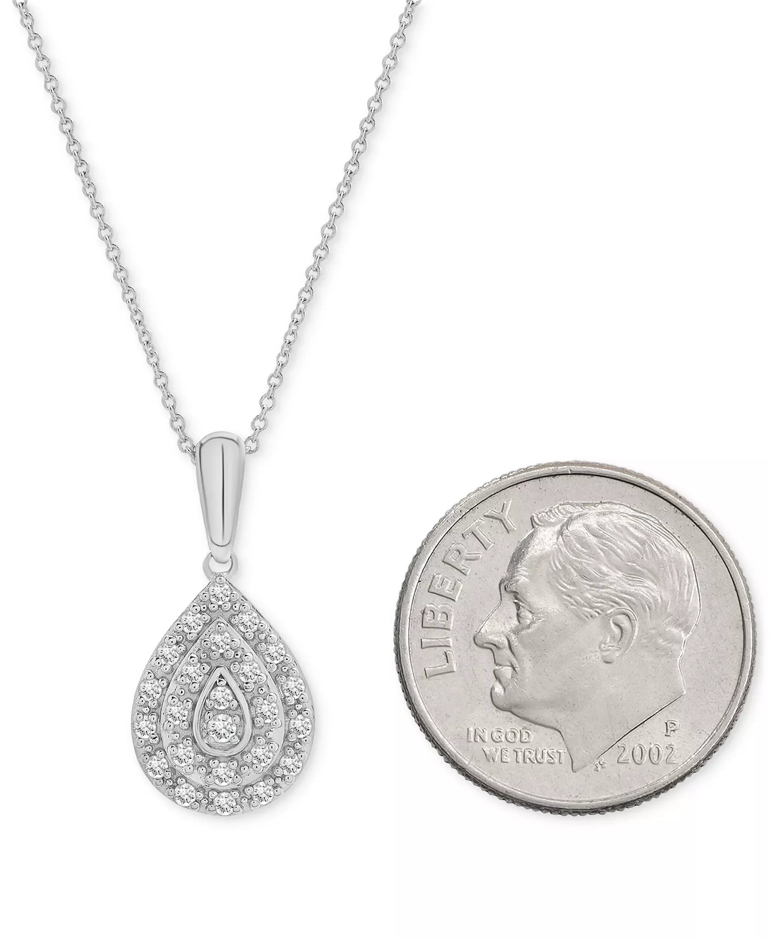 Diamond Teardrop Cluster 18" Pendant Necklace