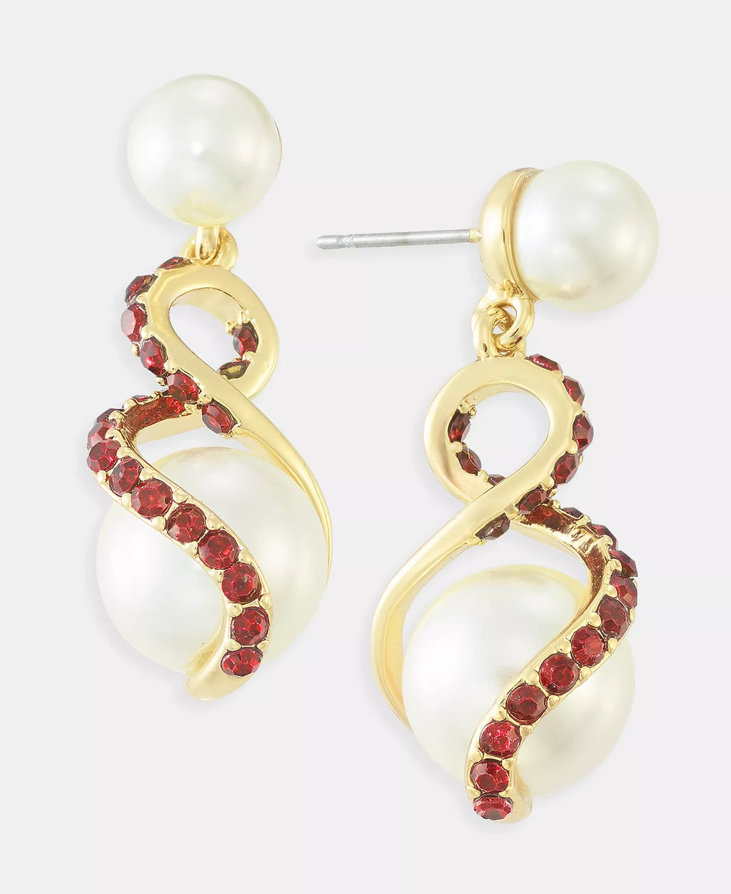 Color Pavé & Imitation Pearl Drop Earrings