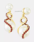 Color Pavé & Imitation Pearl Drop Earrings