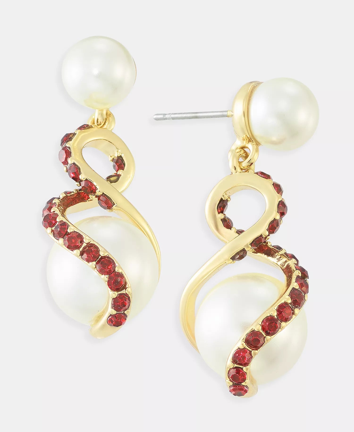 Color Pavé & Imitation Pearl Drop Earrings