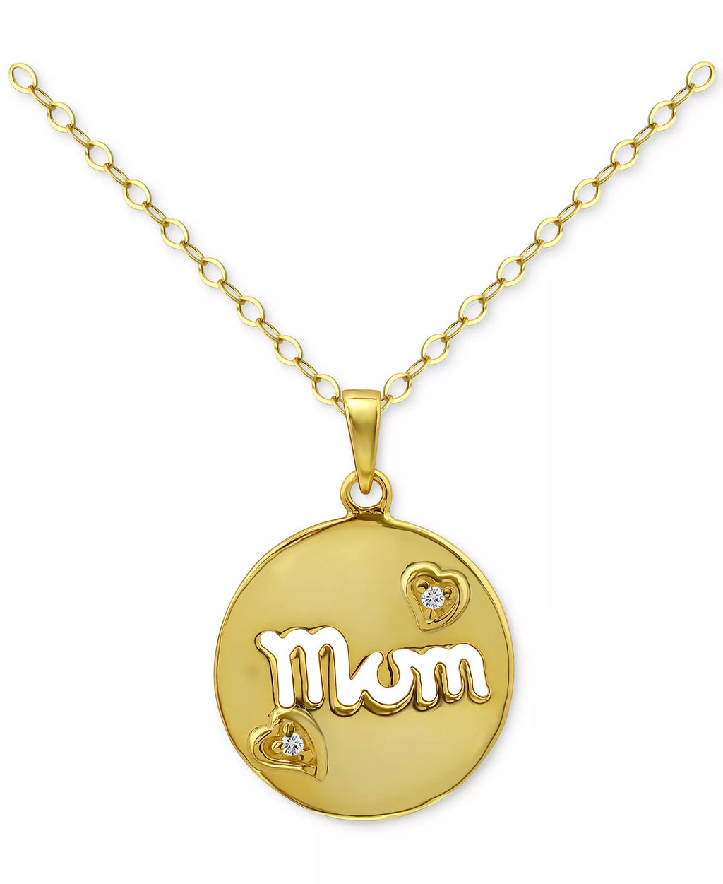 Mom Heart Disc Pendant Necklace