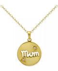 Mom Heart Disc Pendant Necklace