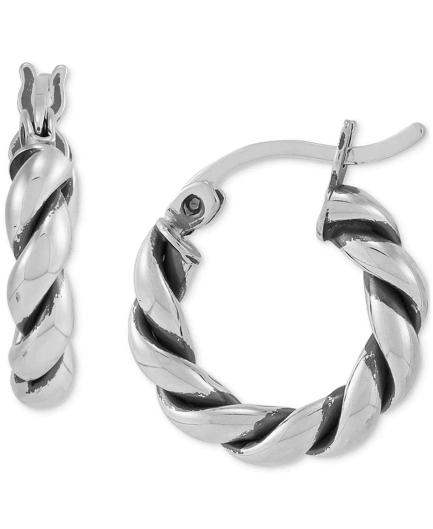 Oxidized twist hoop earrings