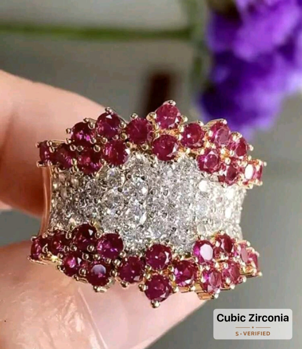 Ring Pink cubic Zirconia Stainless Steel