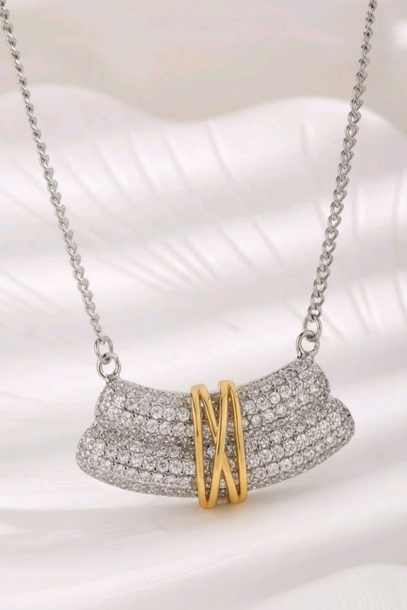 18K Gold-Plated Copper & Platinum Zirconia Cross Pendant Necklace