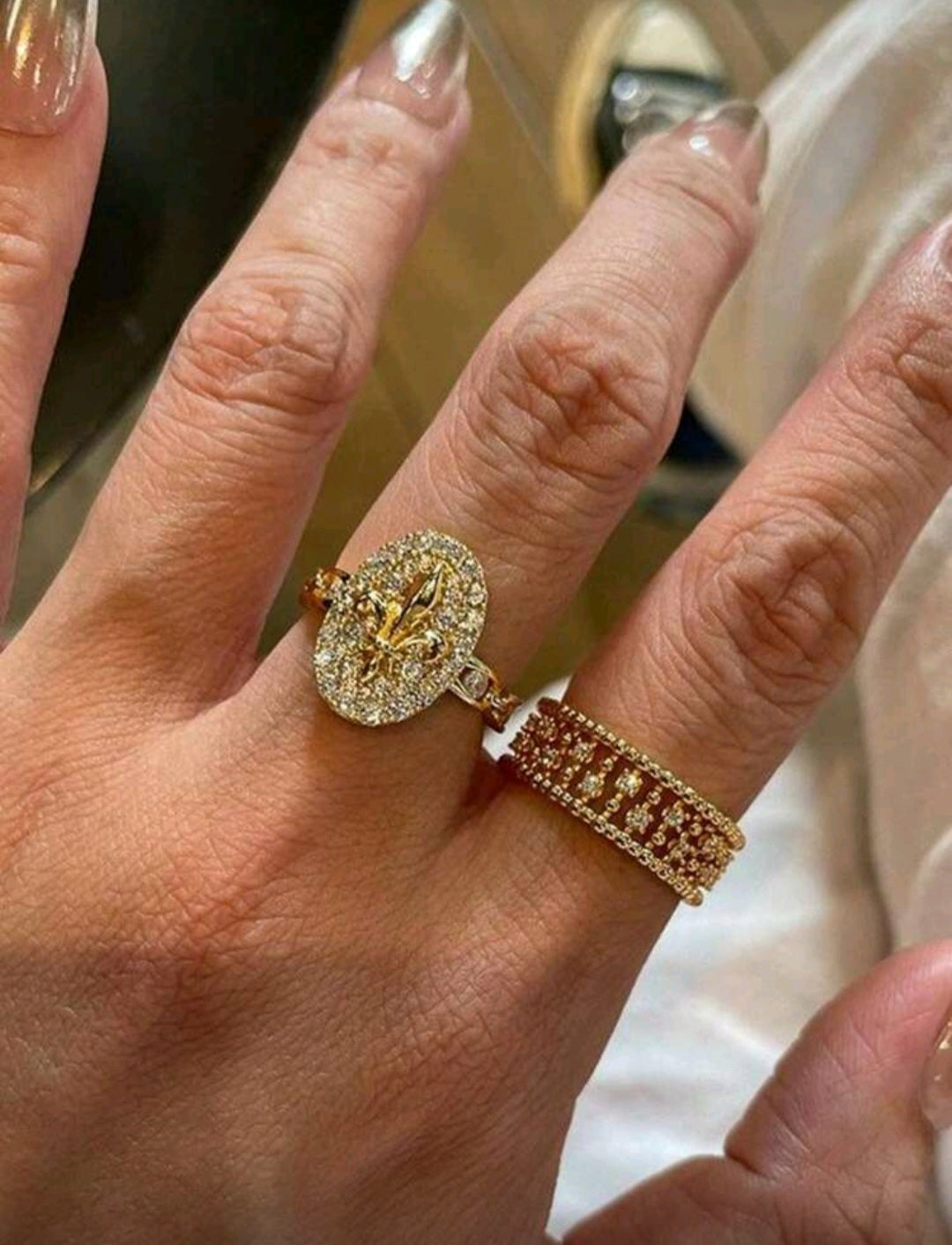 Fashionable Elegant Geometric  2 Rings set