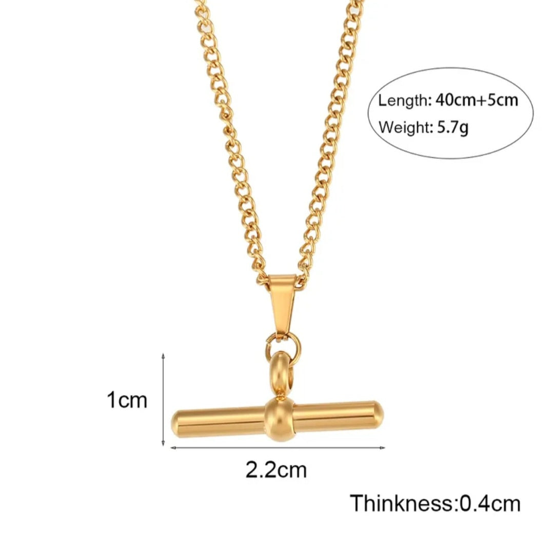 T-Shaped Earrings and Necklace Set- Detachable Round Pendant