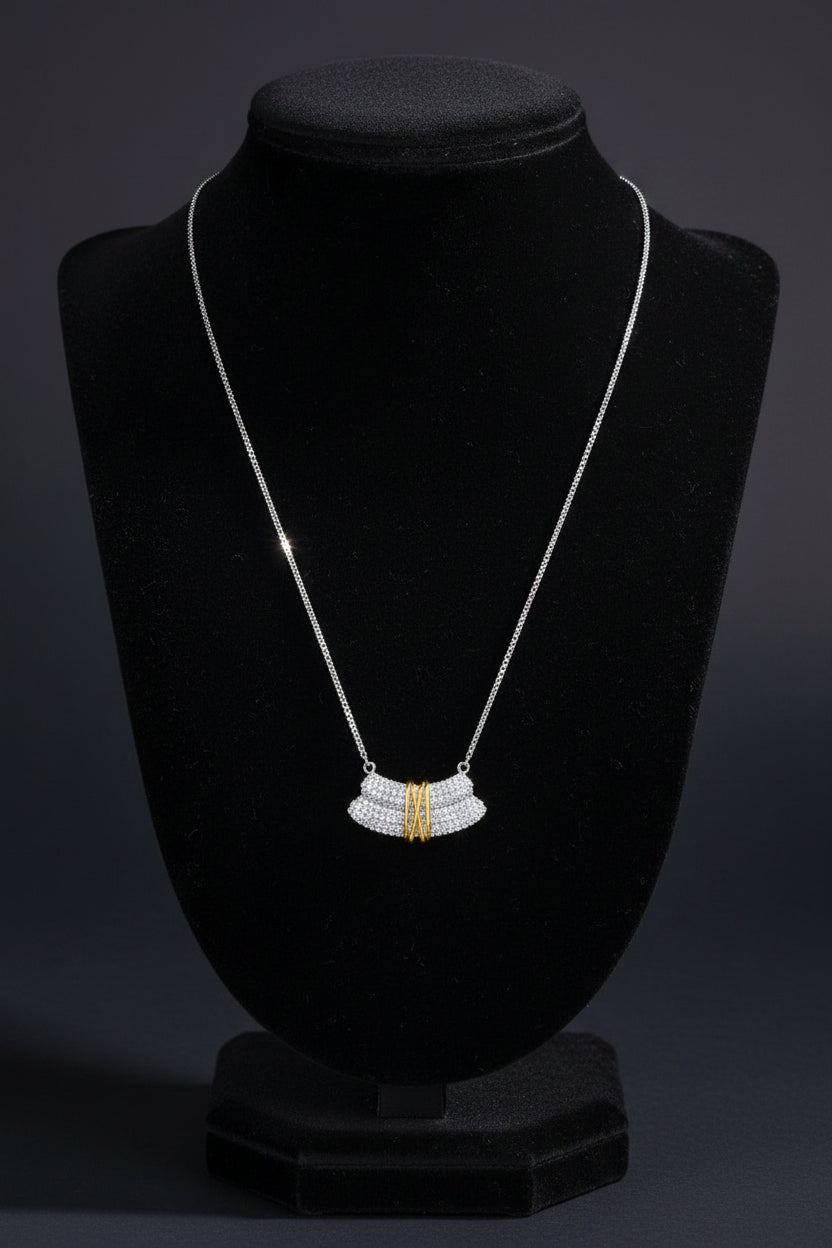 18K Gold-Plated Copper & Platinum Zirconia Cross Pendant Necklace
