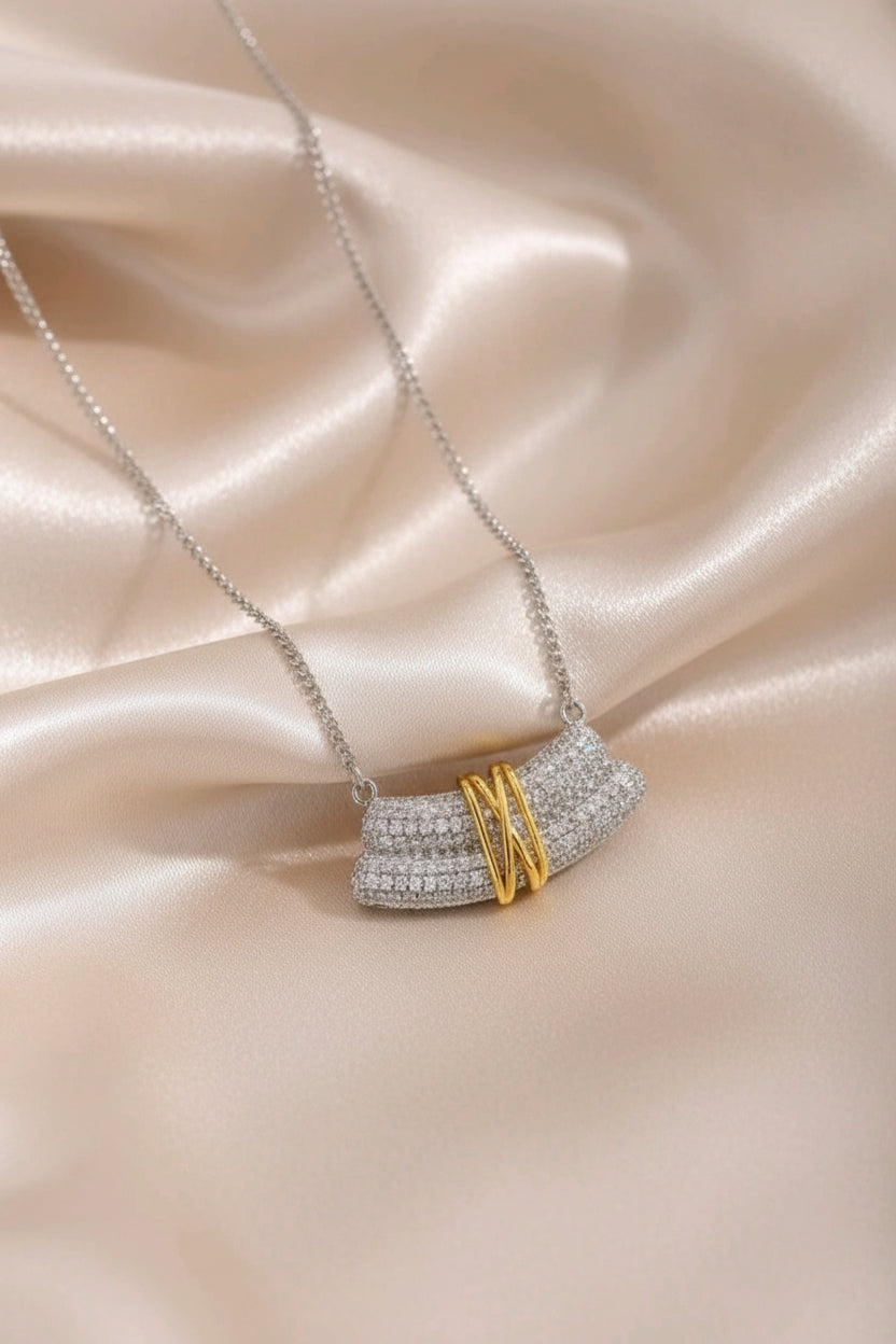 18K Gold-Plated Copper & Platinum Zirconia Cross Pendant Necklace