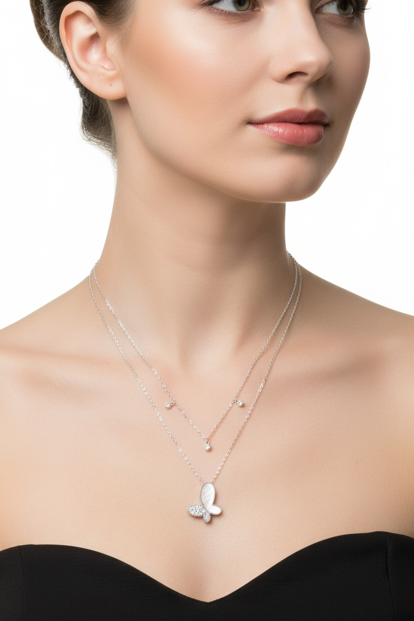 Butterfly  & Mother of Pearls Necklaces