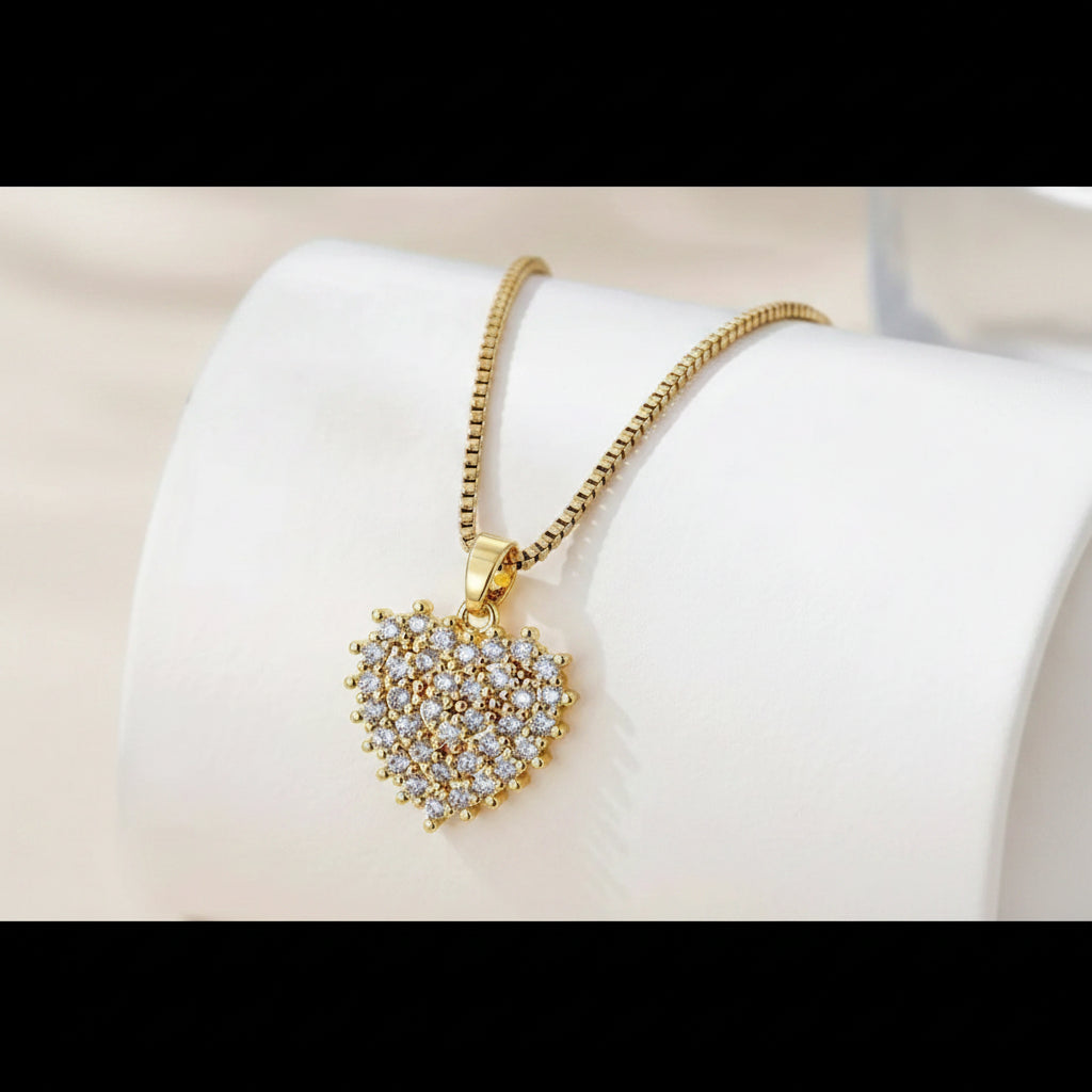 Heart Multi Rhinestones Necklace