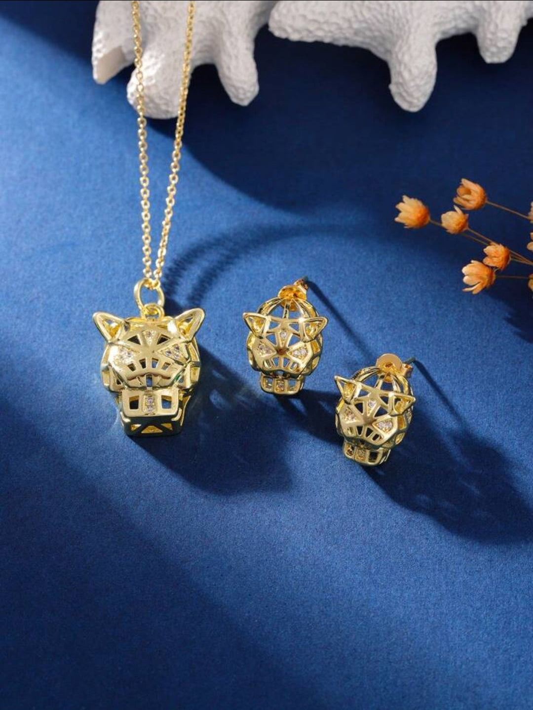 Green eye leopard head Bronzé micro Set