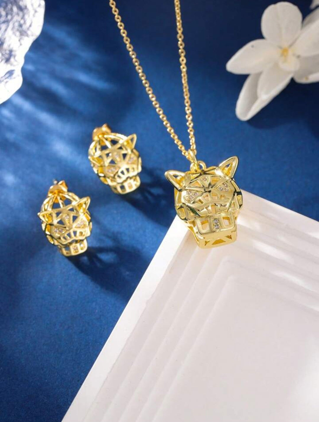 Green eye leopard head Bronzé micro Set