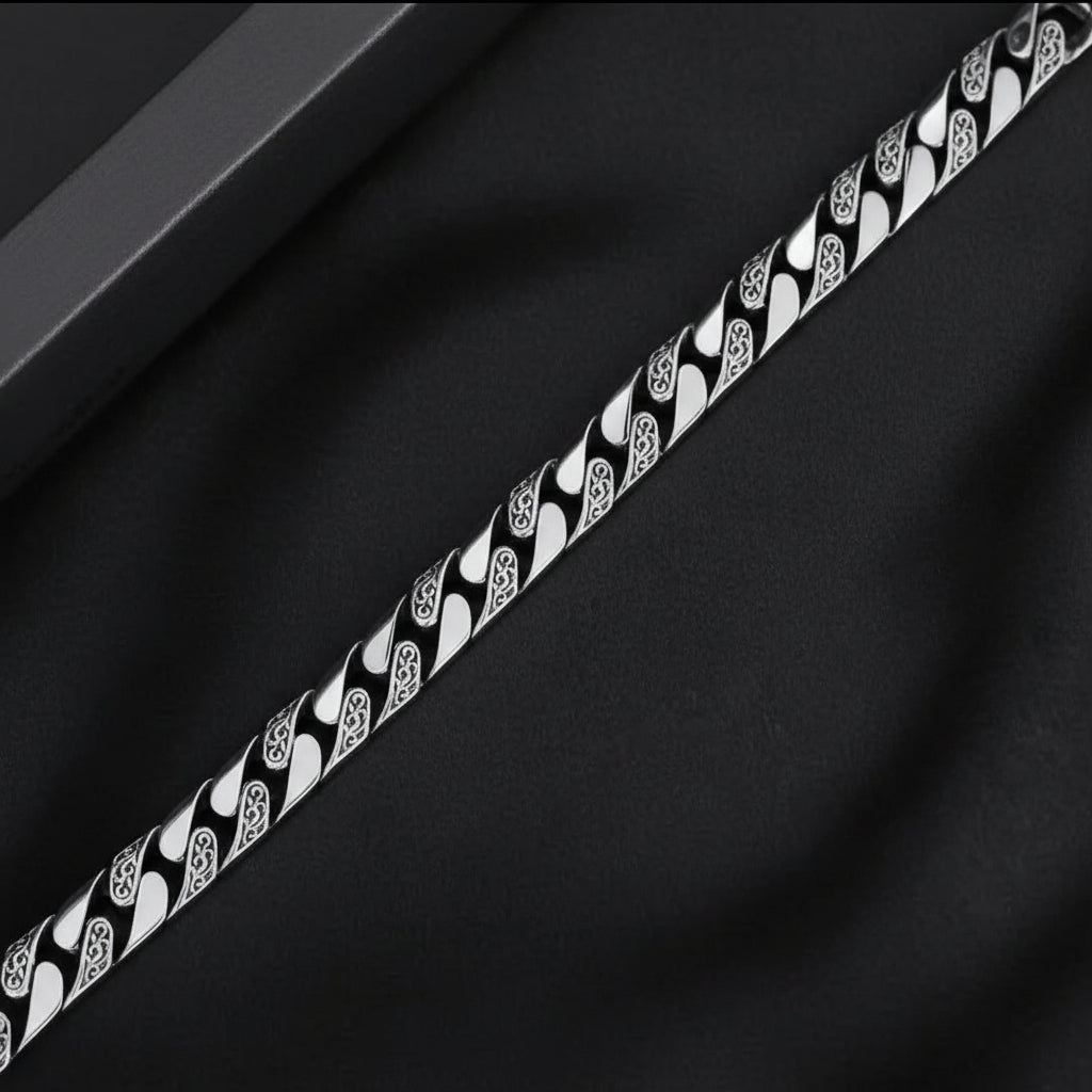 12MM Real Solid 925 Sterling Silver Miami Cuban Link Chain Men Bracelet Retro 20 cm /7.8 in