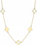 Dainty clovers adorn this lucky link necklace. Crafted of 14k gold. Approximate length: 18 inches.