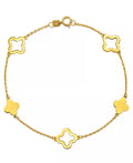 Solid & Silhouette Alternating Clover Station Link Bracelet in 14k Gold