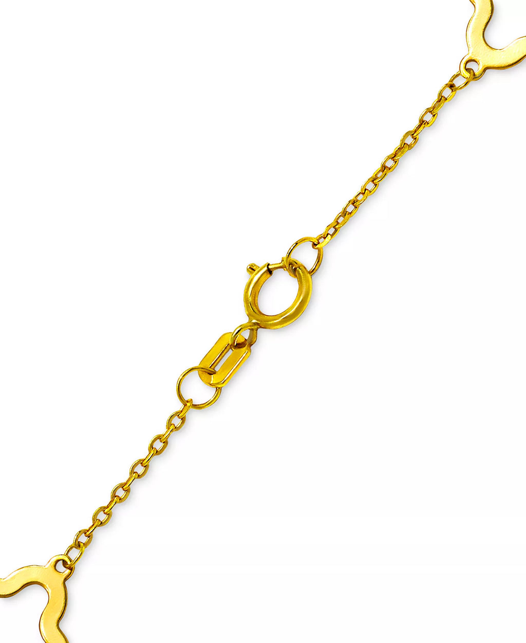 Solid & Silhouette Alternating Clover Station Link Bracelet in 14k Gold