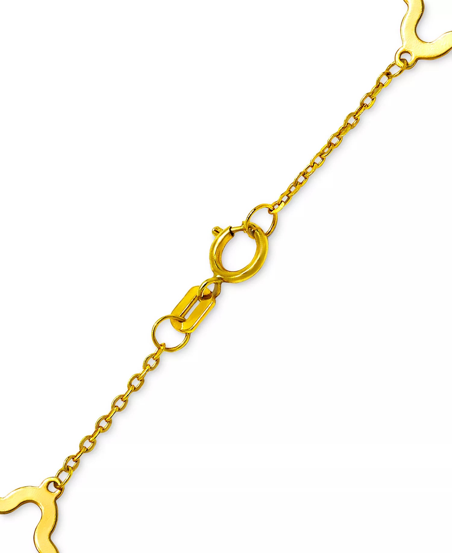 Solid & Silhouette Alternating Clover Station Link Bracelet in 14k Gold