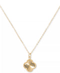 Sunbeam & Polished Reversible Bead Frame Clover 18" Pendant Necklace in 10k Gold