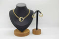 Elegant Gold Toggle Necklace & Earrings Set