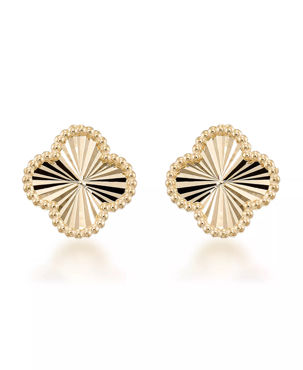 Textured Clover Stud Earrings in 10k Yellow Gold