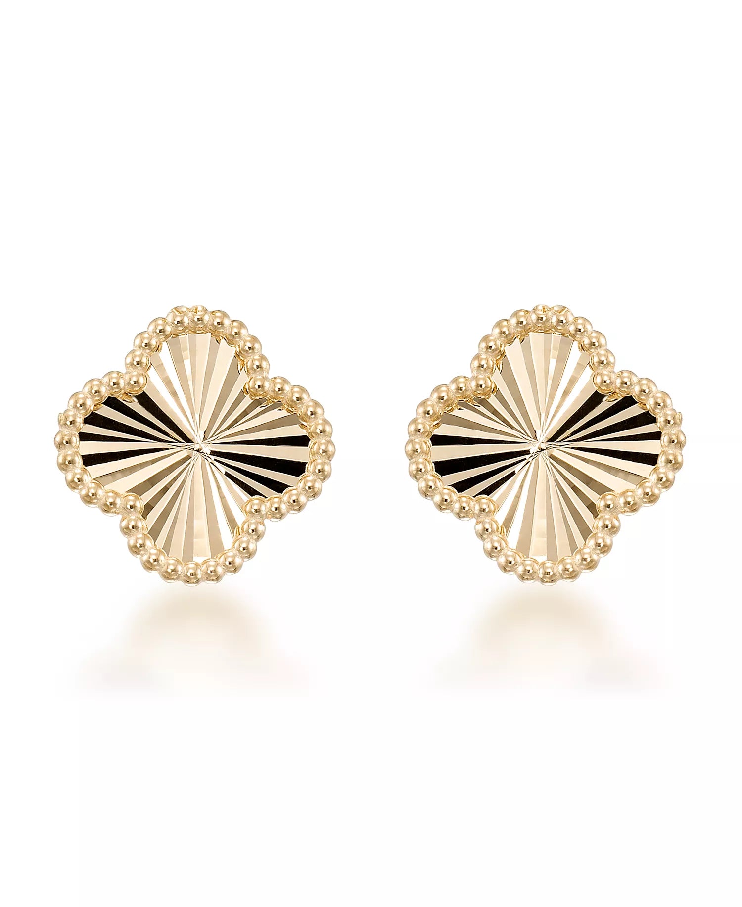 Textured Clover Stud Earrings in 10k Yellow Gold
