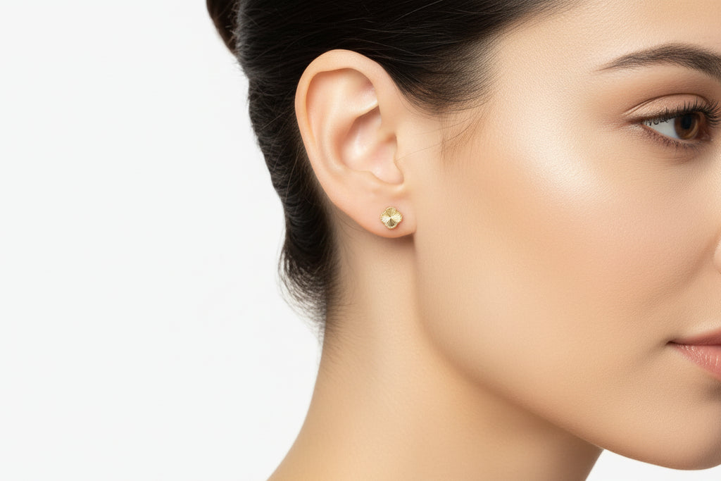 Textured Clover Stud Earrings in 10k Yellow Gold