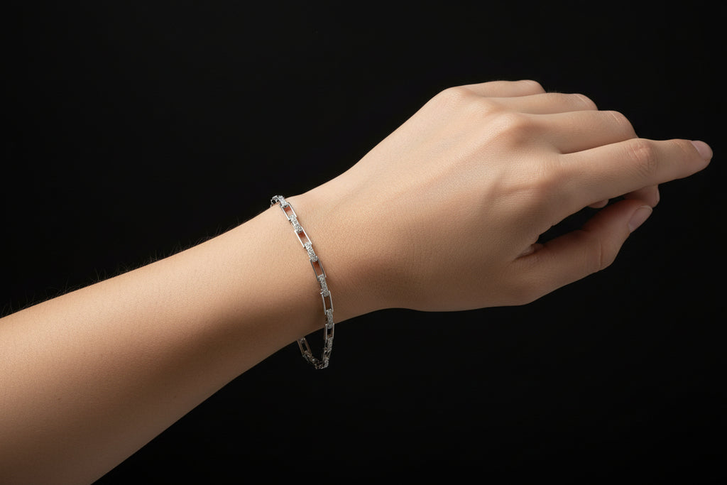 Diamond Square Link Bracelet (1/6 CTTW) in Sterling Silver