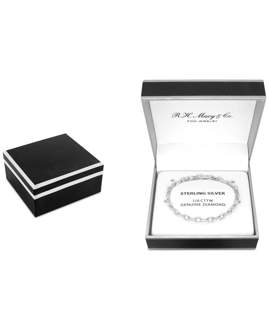 Diamond Square Link Bracelet (1/6 CTTW) in Sterling Silver