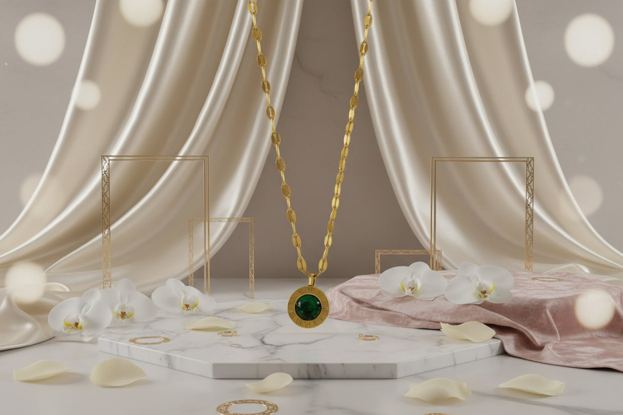 Emerald Crystal ROMAN Necklace