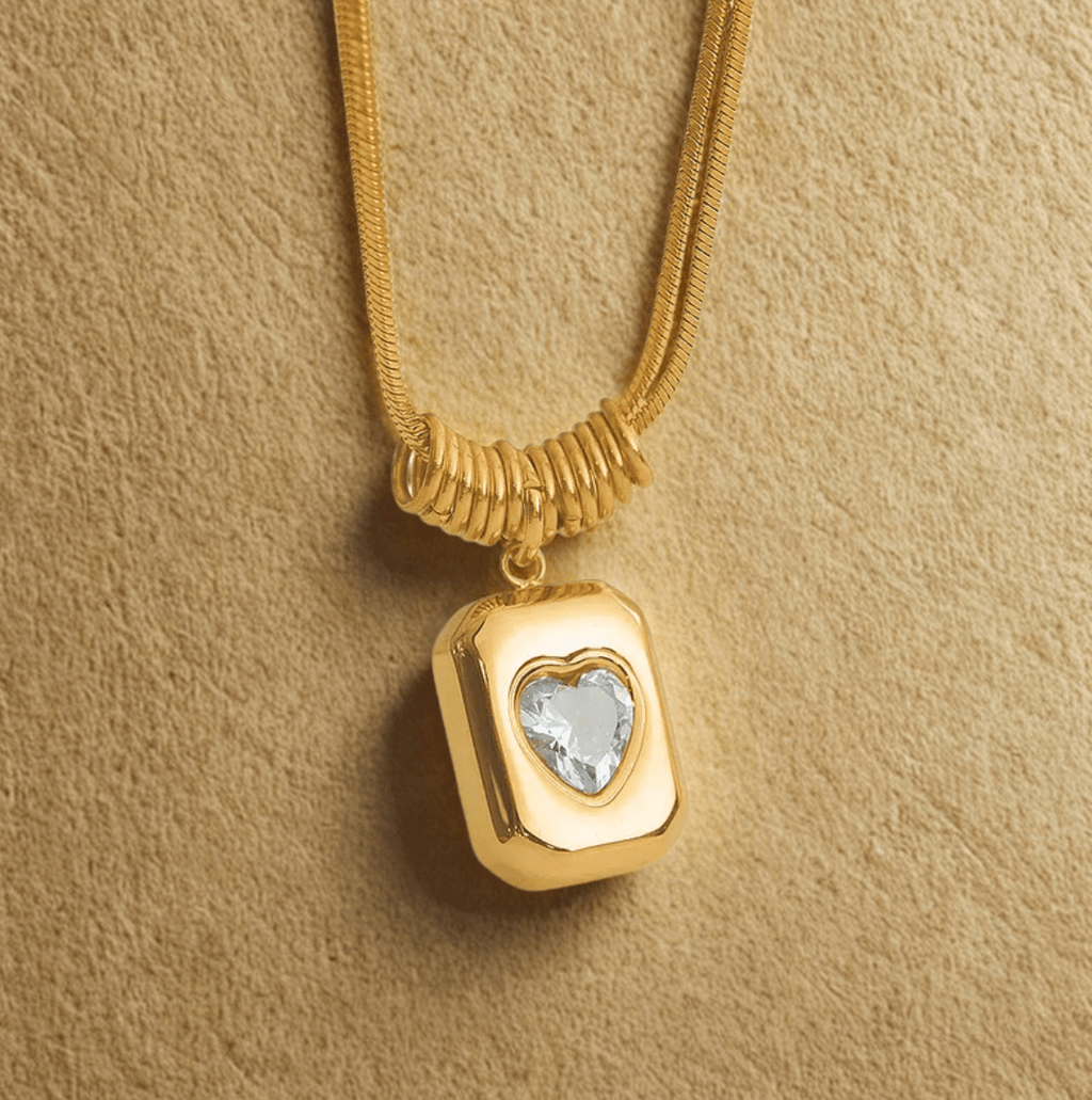 Zircon Heart Embrace Necklace