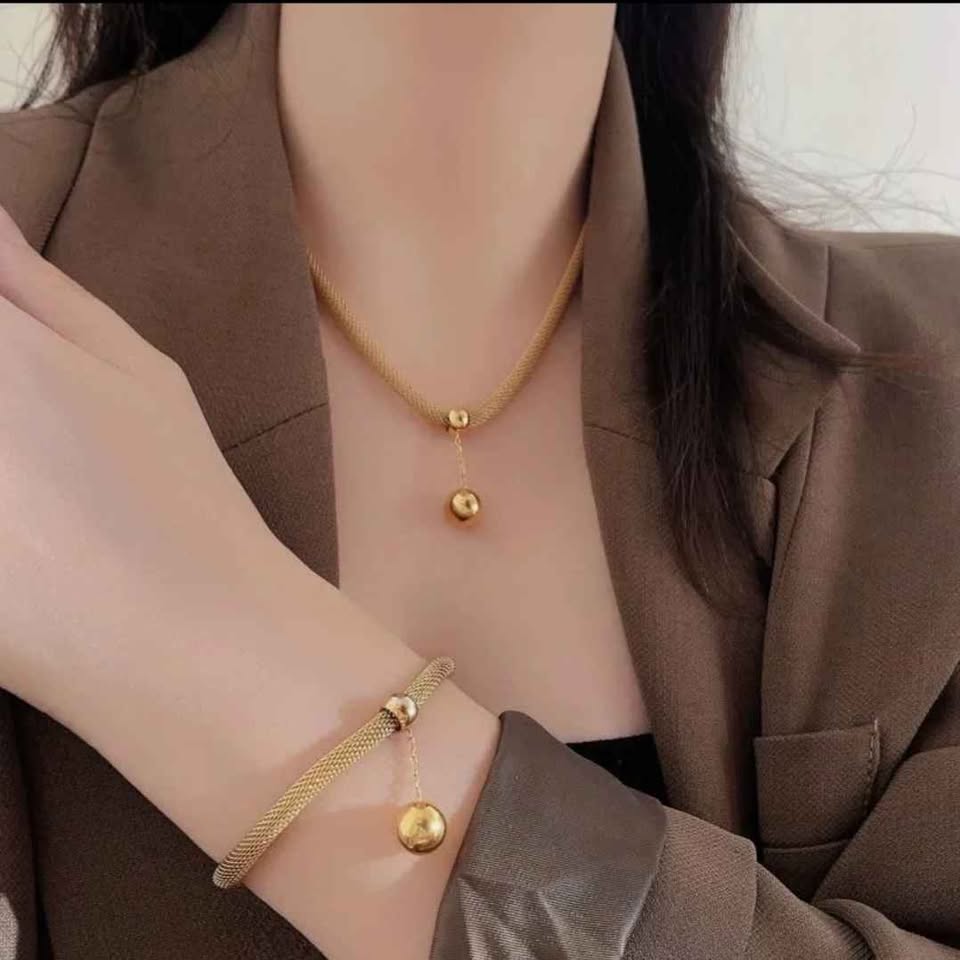 Round Beaded Ball  Mesh Chain Set