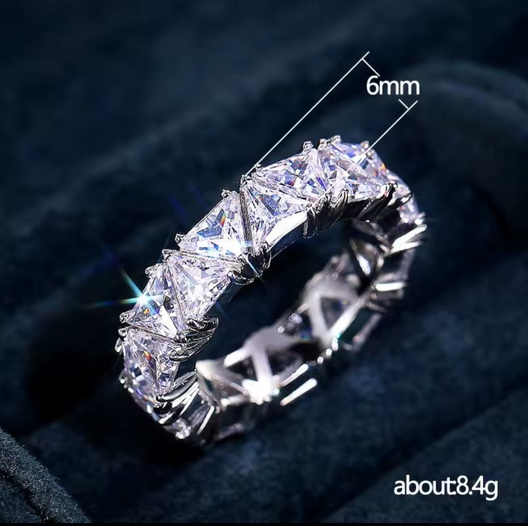 Triangular Zircon Ring with AAA Zircon Crystal