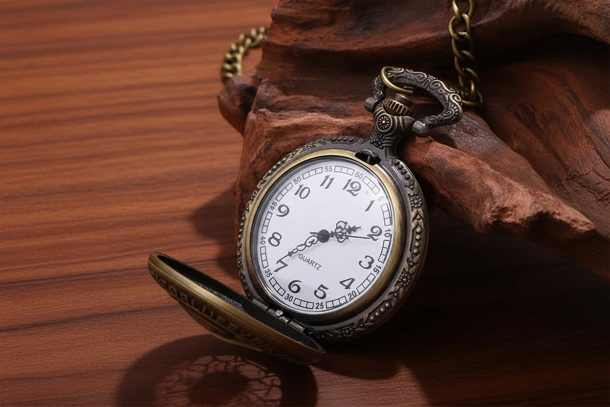 Antique Bronze Pirate Skulll Anime One Piece Quartz Pocket Watch Necklace
