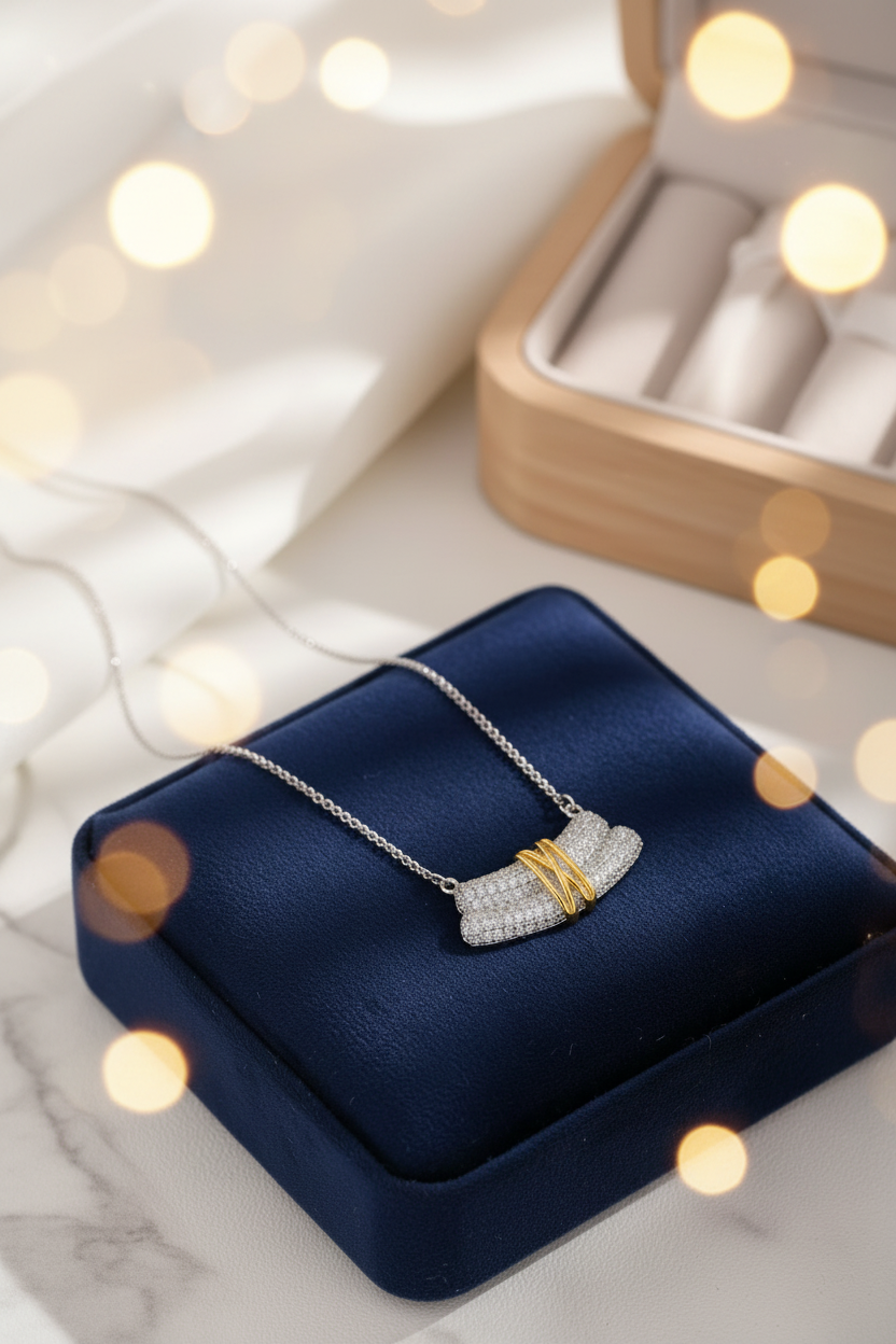 18K Gold-Plated Copper & Platinum Zirconia Cross Pendant Necklace